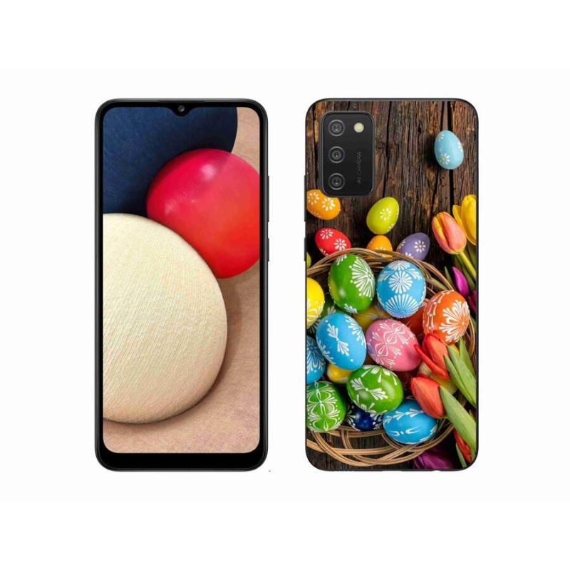 Gelový kryt mmCase na mobil Samsung Galaxy A02s (164.2x75.9x9.1mm) - velikonoční vajíčka