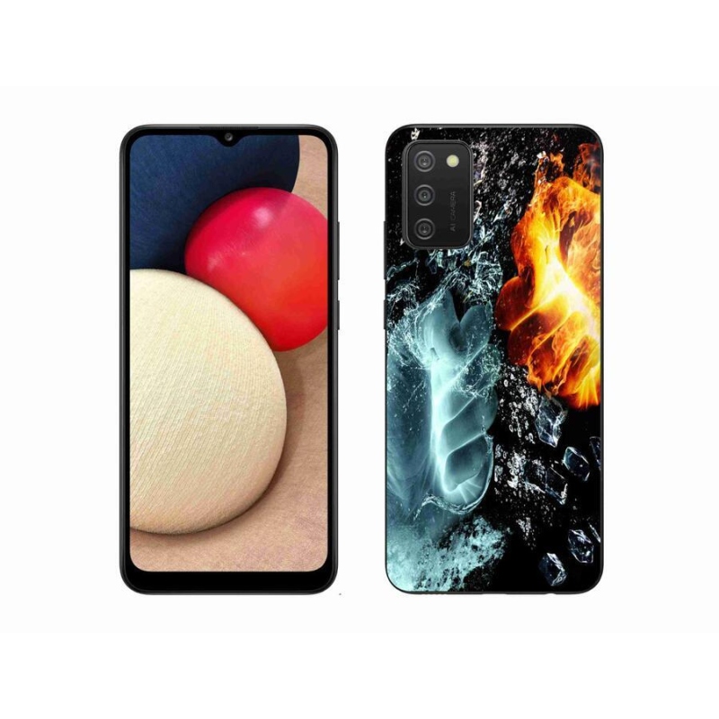 Gelový kryt mmCase na mobil Samsung Galaxy A02s (164.2x75.9x9.1mm) - voda a oheň
