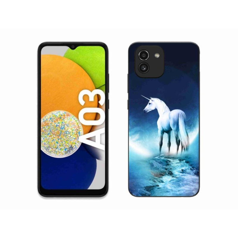 Gelový kryt mmCase na mobil Samsung Galaxy A03 - bílý jednorožec