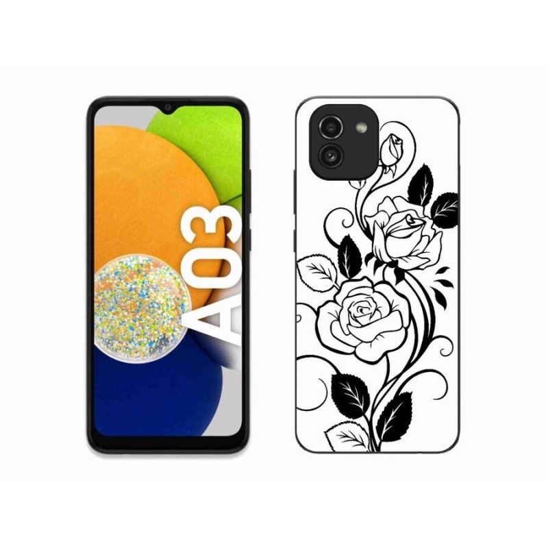Gelový kryt mmCase na mobil Samsung Galaxy A03 - černobílá růže