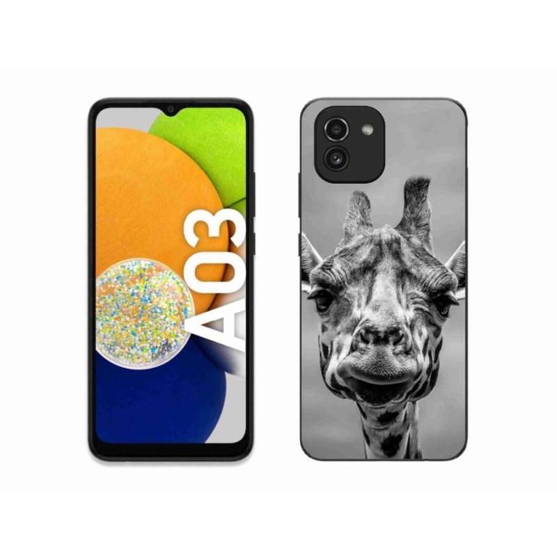 Gelový kryt mmCase na mobil Samsung Galaxy A03 - černobílá žirafa