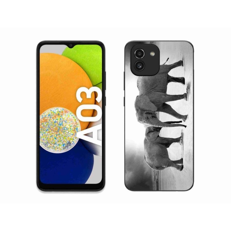 Gelový kryt mmCase na mobil Samsung Galaxy A03 - černobílí sloni