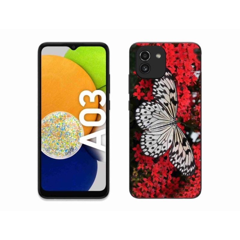 Gelový kryt mmCase na mobil Samsung Galaxy A03 - černobílý motýl 1