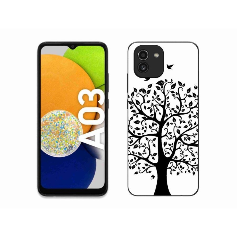 Gelový kryt mmCase na mobil Samsung Galaxy A03 - černobílý strom