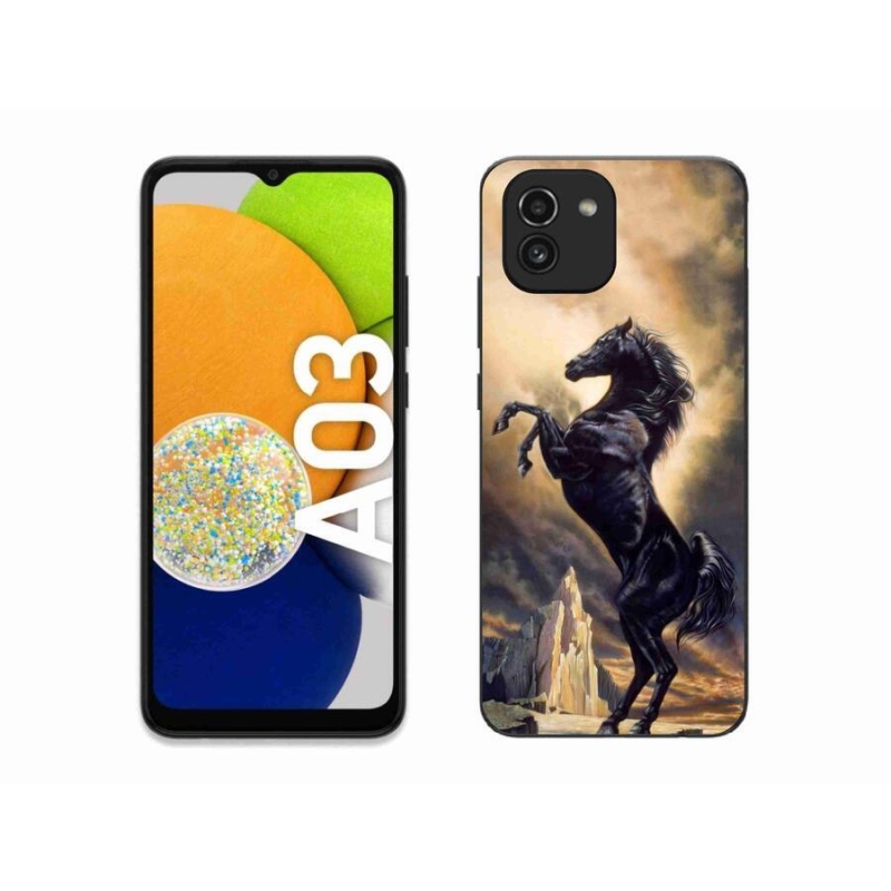 Gelový kryt mmCase na mobil Samsung Galaxy A03 - černý kreslený kůň