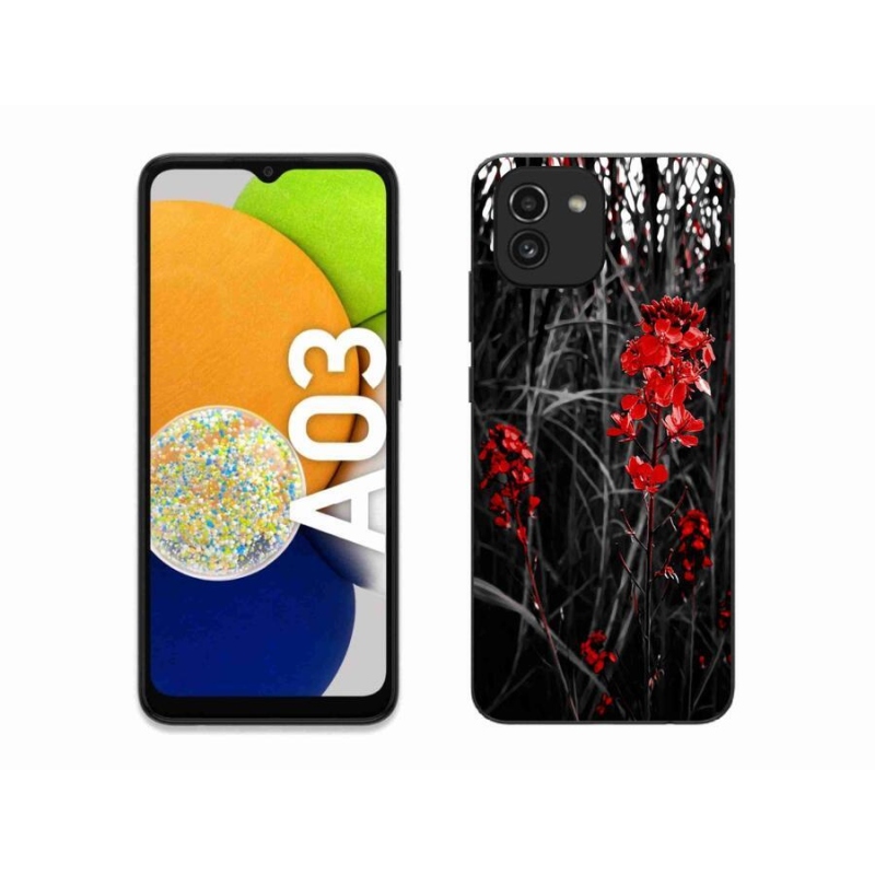 Gelový kryt mmCase na mobil Samsung Galaxy A03 - červená rostlina