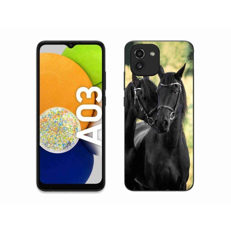 Gelový kryt mmCase na mobil Samsung Galaxy A03 - dva černí koně