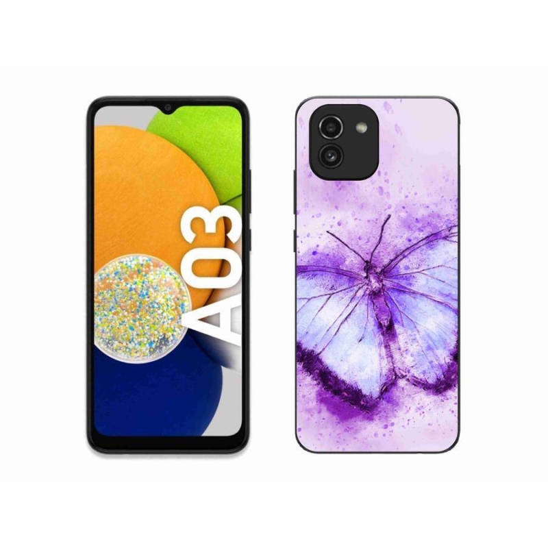 Gelový kryt mmCase na mobil Samsung Galaxy A03 - fialový motýl