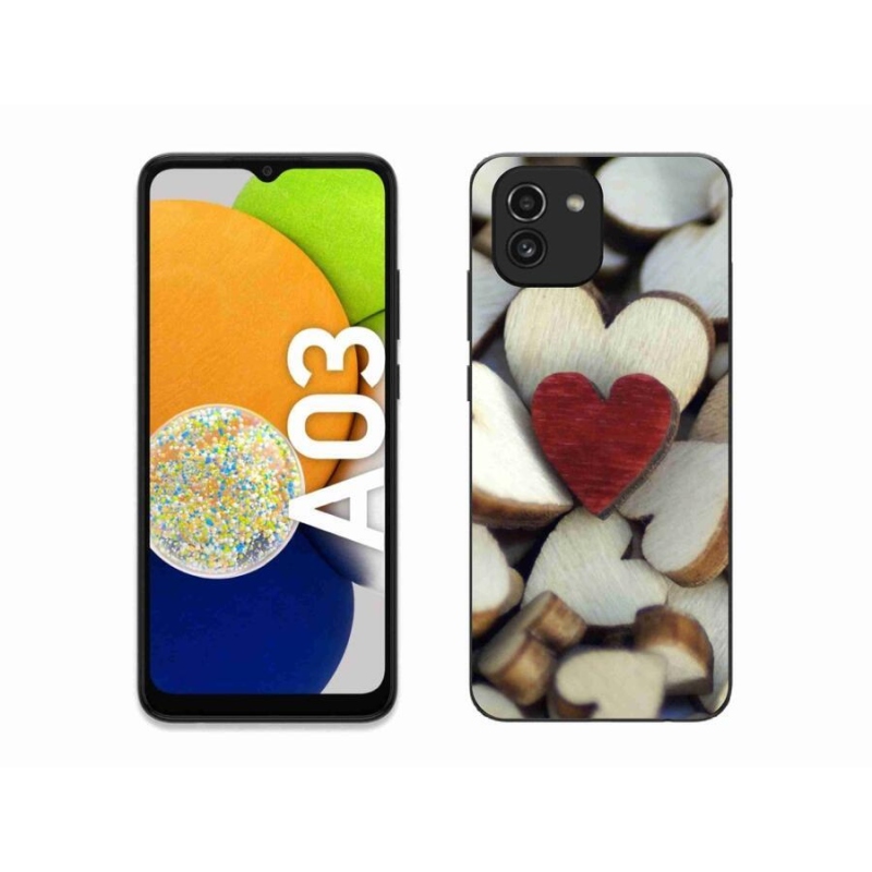 Gelový kryt mmCase na mobil Samsung Galaxy A03 - gravírované červené srdce