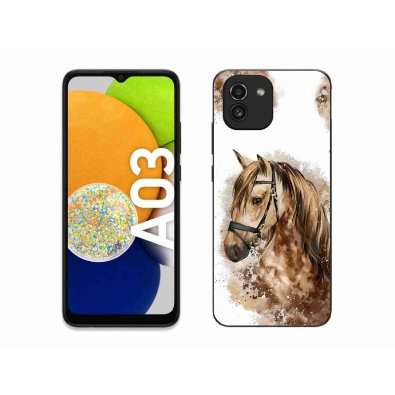 Gelový kryt mmCase na mobil Samsung Galaxy A03 - hnědý kreslený kůň