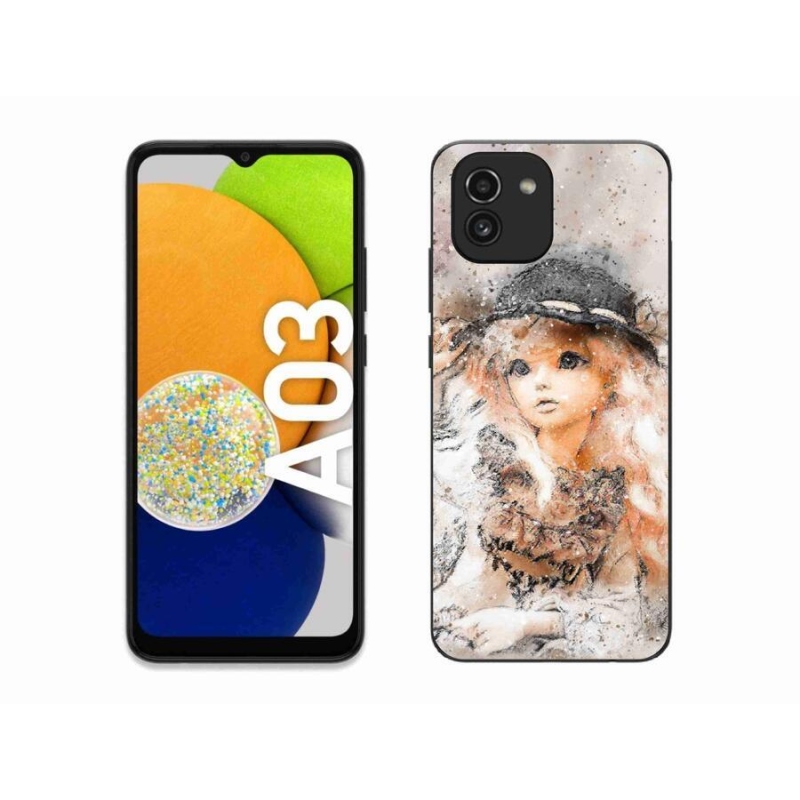 Gelový kryt mmCase na mobil Samsung Galaxy A03 - holčička s kloboukem