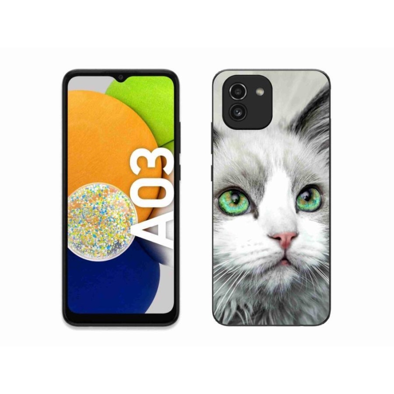 Gelový kryt mmCase na mobil Samsung Galaxy A03 - kočičí pohled