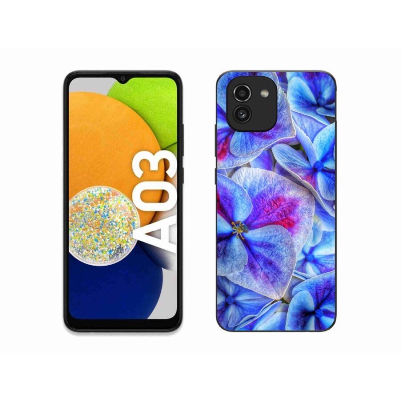 Gelový kryt mmCase na mobil Samsung Galaxy A03 - modré květy 1