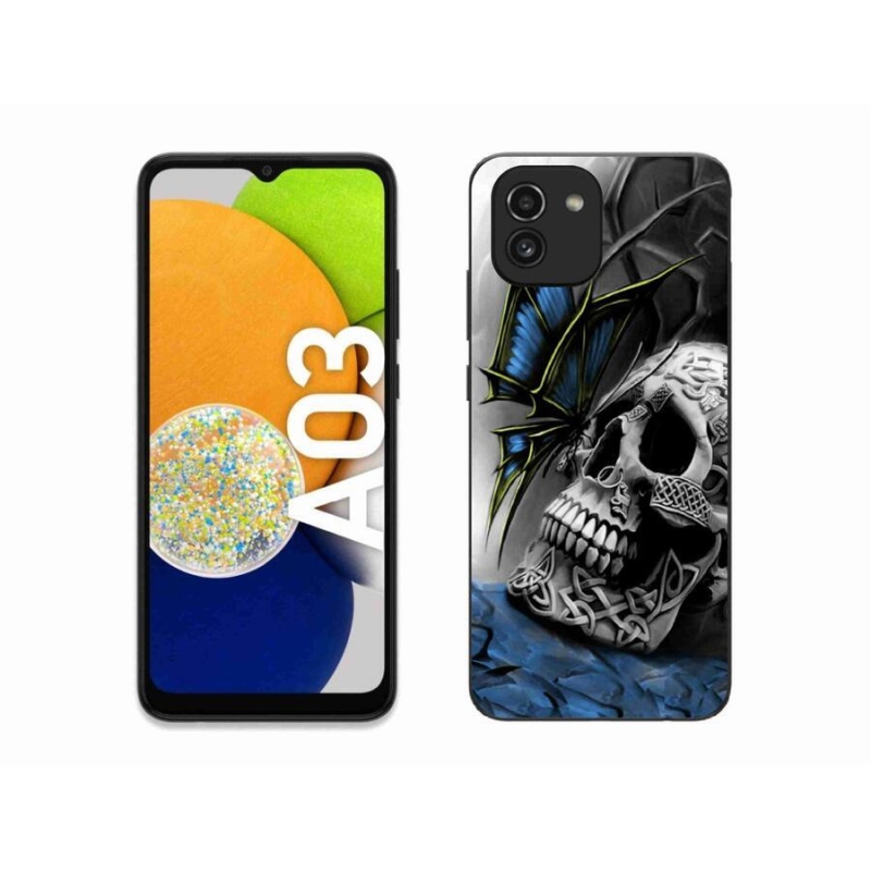 Gelový kryt mmCase na mobil Samsung Galaxy A03 - motýl a lebka