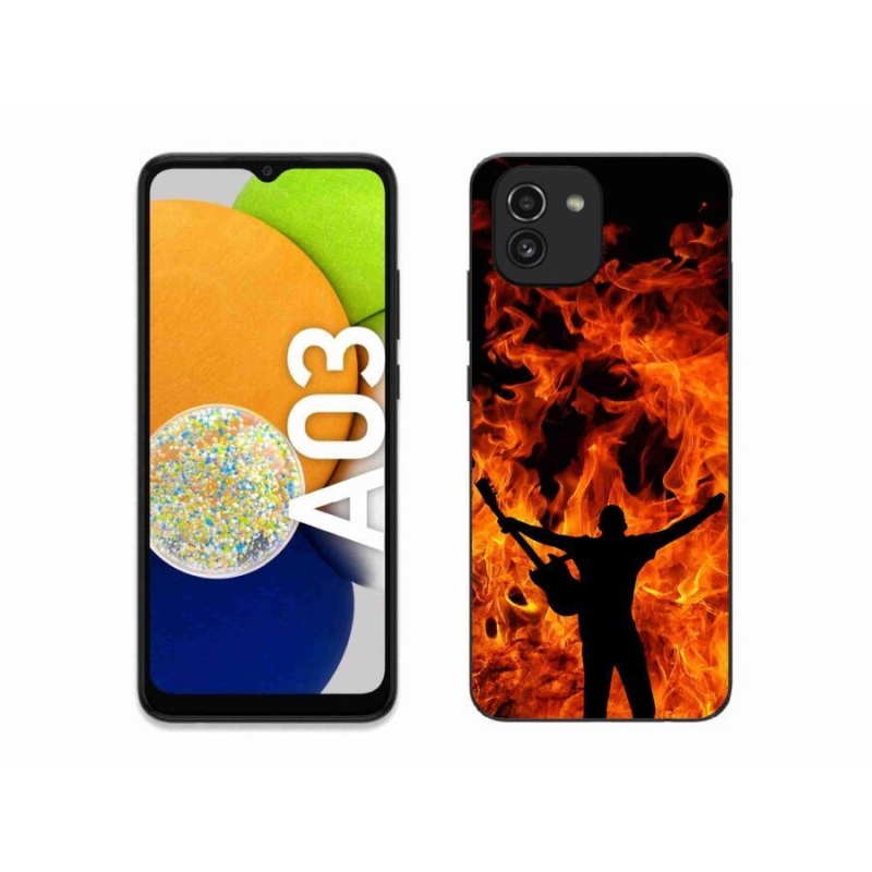 Gelový kryt mmCase na mobil Samsung Galaxy A03 - muzikant a oheň