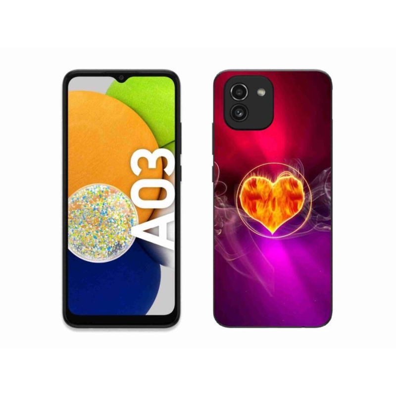 Gelový kryt mmCase na mobil Samsung Galaxy A03 - ohnivé srdce