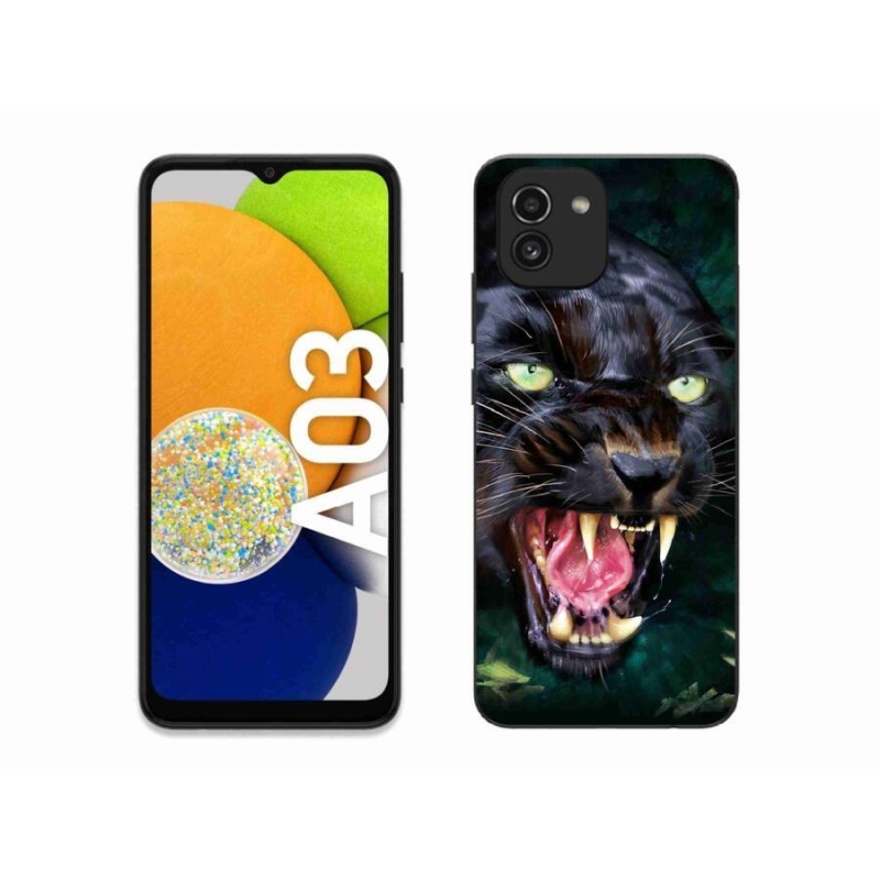Gelový kryt mmCase na mobil Samsung Galaxy A03 - rozzuřený černý panter