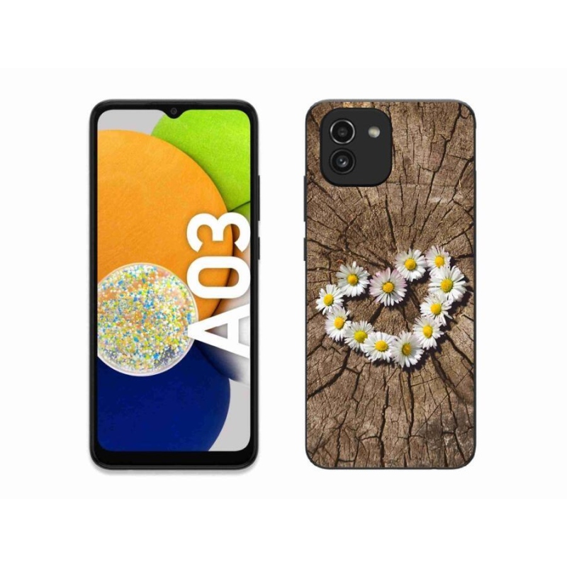 Gelový kryt mmCase na mobil Samsung Galaxy A03 - srdce z kopretin