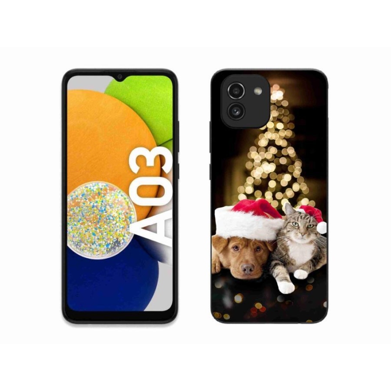 Gelový kryt mmCase na mobil Samsung Galaxy A03 - vánoční pes a kočka
