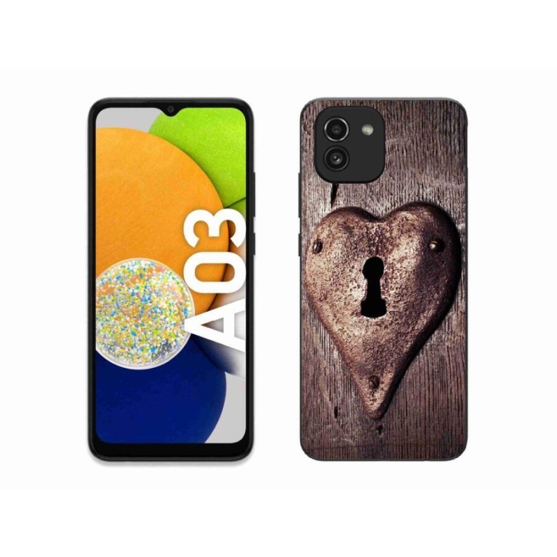 Gelový kryt mmCase na mobil Samsung Galaxy A03 - zámek ve tvaru srdce