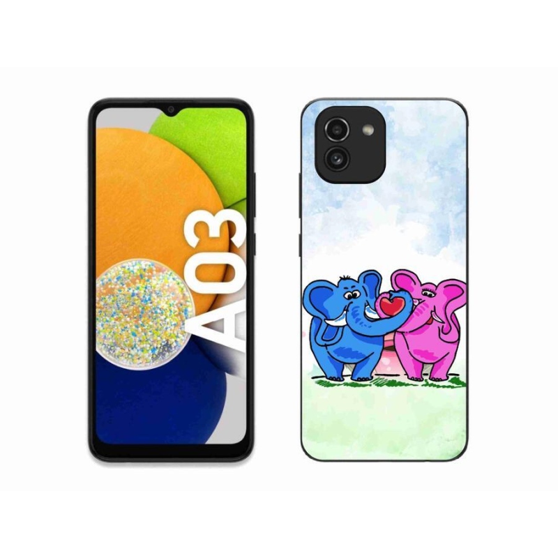 Gelový kryt mmCase na mobil Samsung Galaxy A03 - zamilovaní sloni