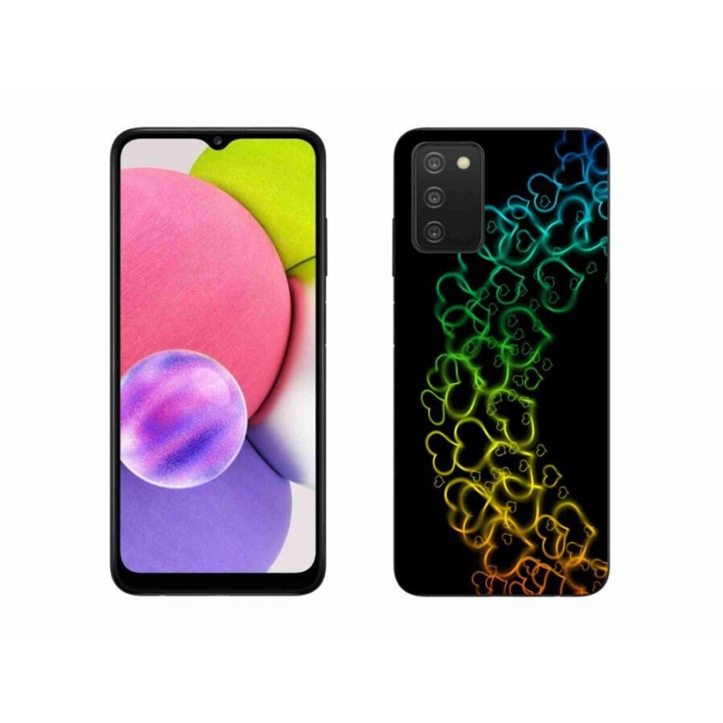 Gelový kryt mmCase na mobil Samsung Galaxy A03s (166.6 x 75.9 x 9.1) - barevná srdíčka