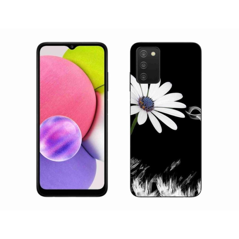 Gelový kryt mmCase na mobil Samsung Galaxy A03s (166.6 x 75.9 x 9.1) - bílá květina