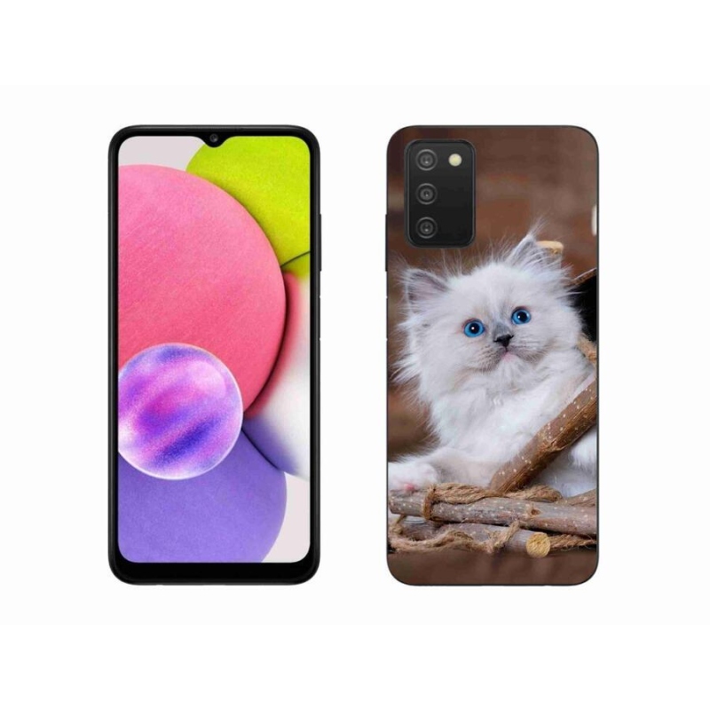 Gelový kryt mmCase na mobil Samsung Galaxy A03s (166.6 x 75.9 x 9.1) - bílé kotě