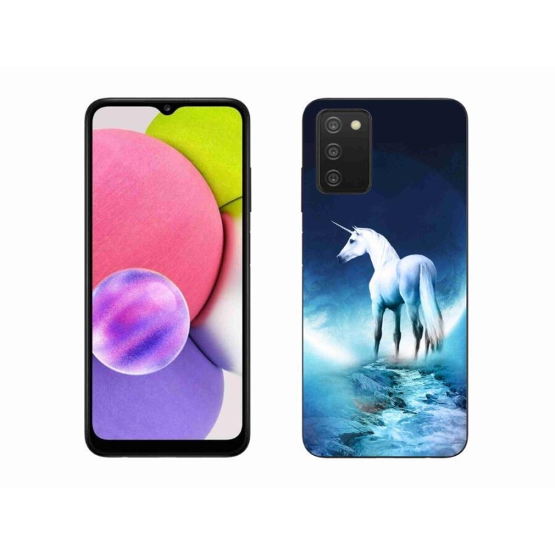 Gelový kryt mmCase na mobil Samsung Galaxy A03s (166.6 x 75.9 x 9.1) - bílý jednorožec