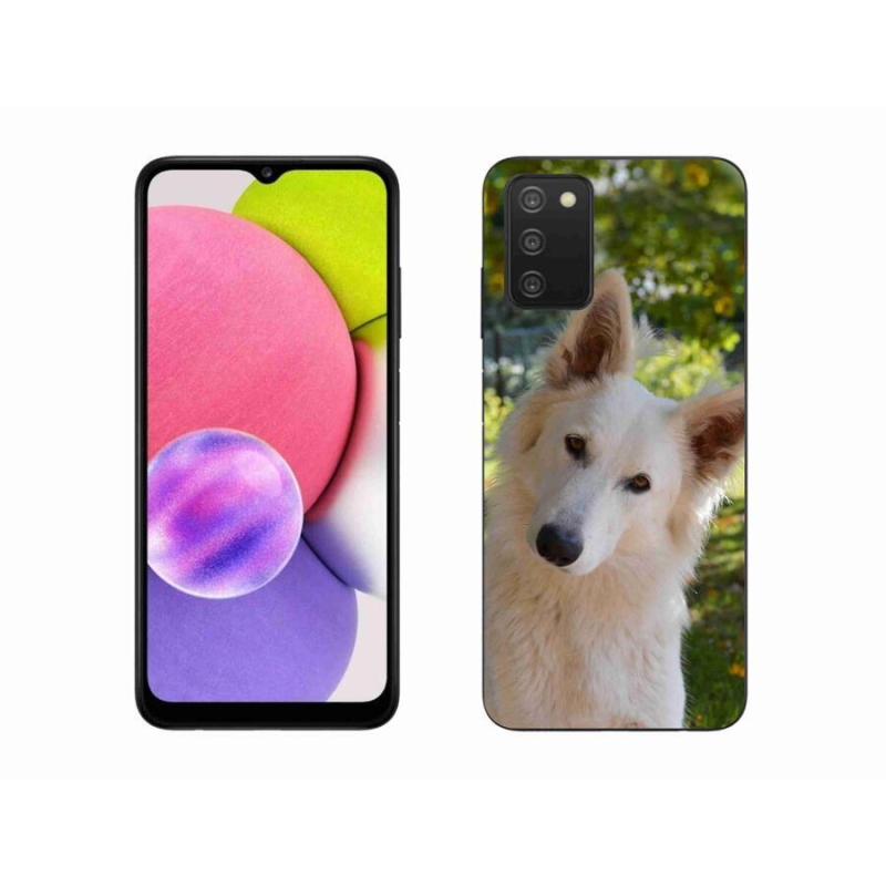 Gelový kryt mmCase na mobil Samsung Galaxy A03s (166.6 x 75.9 x 9.1) - bílý švýcarský ovčák 1