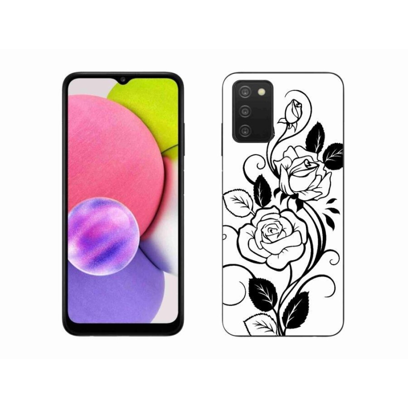 Gelový kryt mmCase na mobil Samsung Galaxy A03s (166.6 x 75.9 x 9.1) - černobílá růže