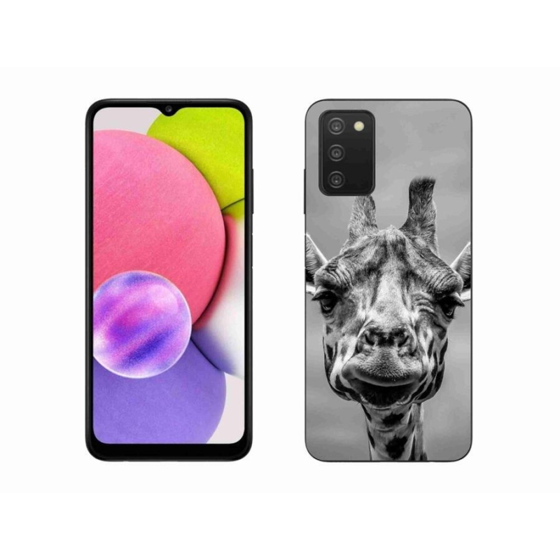 Gelový kryt mmCase na mobil Samsung Galaxy A03s (166.6 x 75.9 x 9.1) - černobílá žirafa