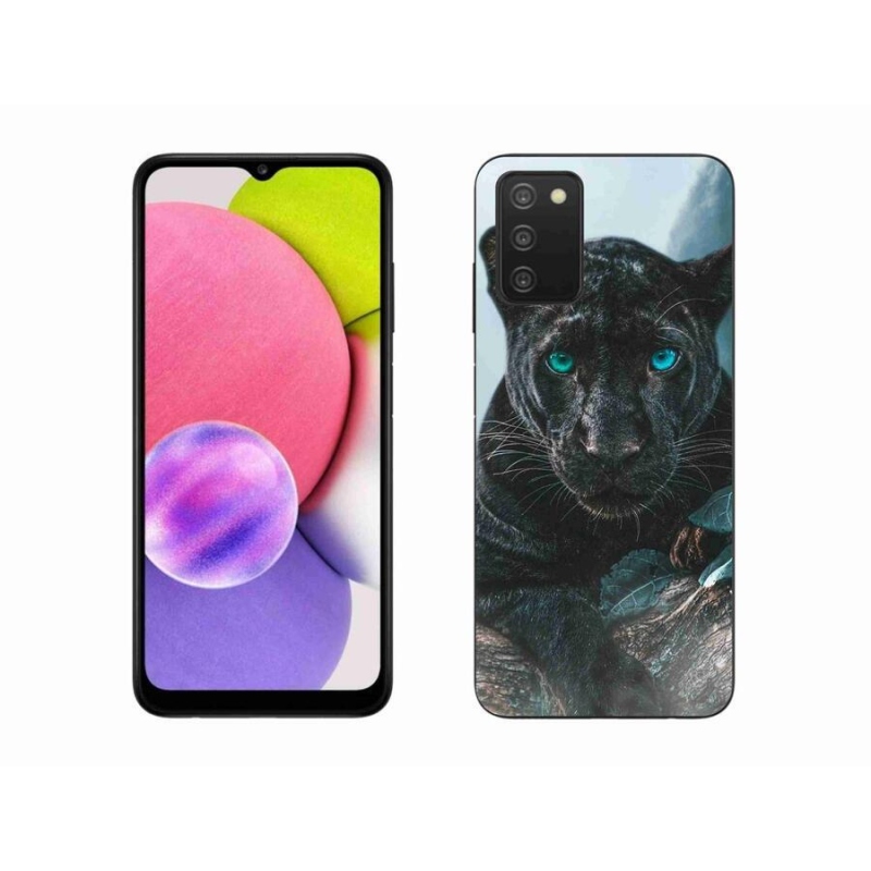 Gelový kryt mmCase na mobil Samsung Galaxy A03s (166.6 x 75.9 x 9.1) - černý panter