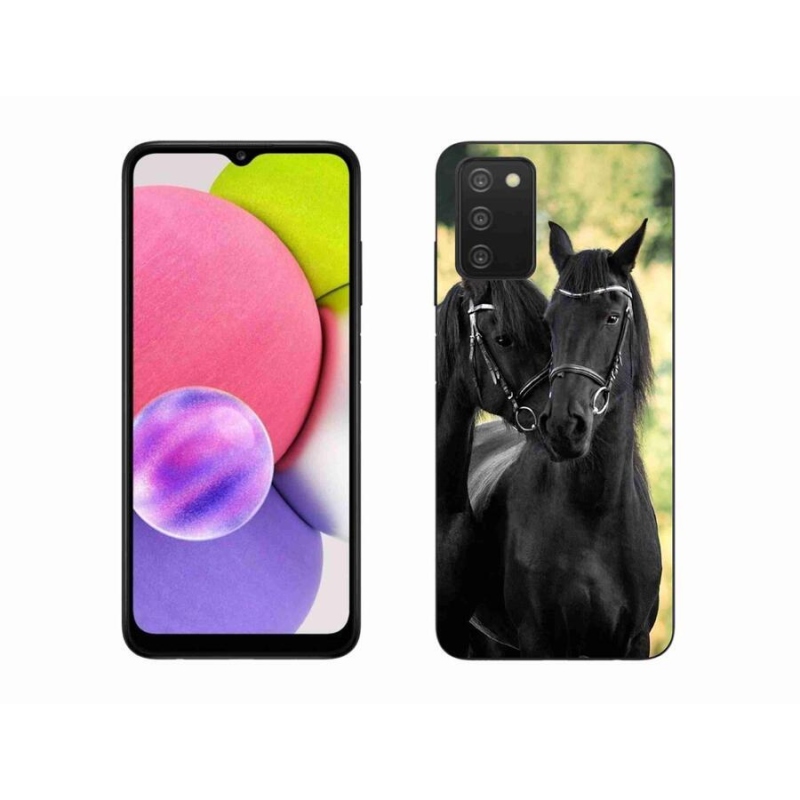 Gelový kryt mmCase na mobil Samsung Galaxy A03s (166.6 x 75.9 x 9.1) - dva černí koně