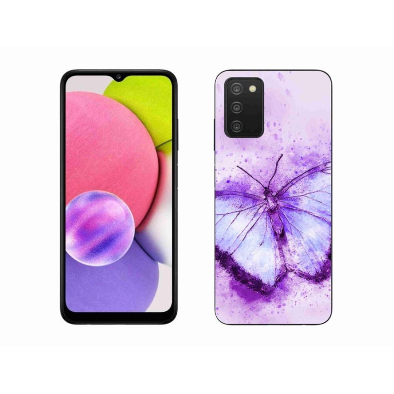 Gelový kryt mmCase na mobil Samsung Galaxy A03s (166.6 x 75.9 x 9.1) - fialový motýl