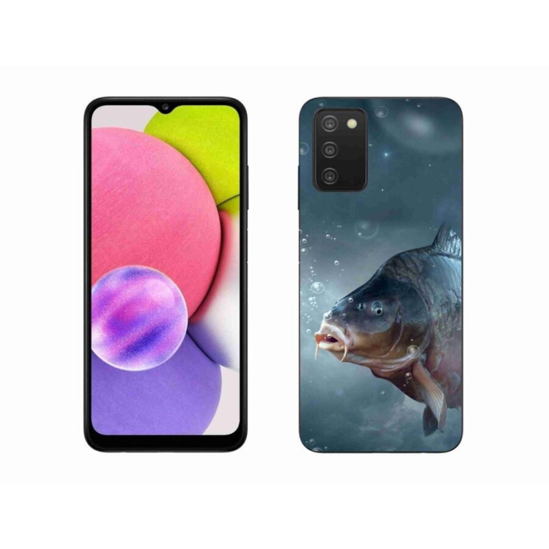 Gelový kryt mmCase na mobil Samsung Galaxy A03s (166.6 x 75.9 x 9.1) - kapr a bublinky