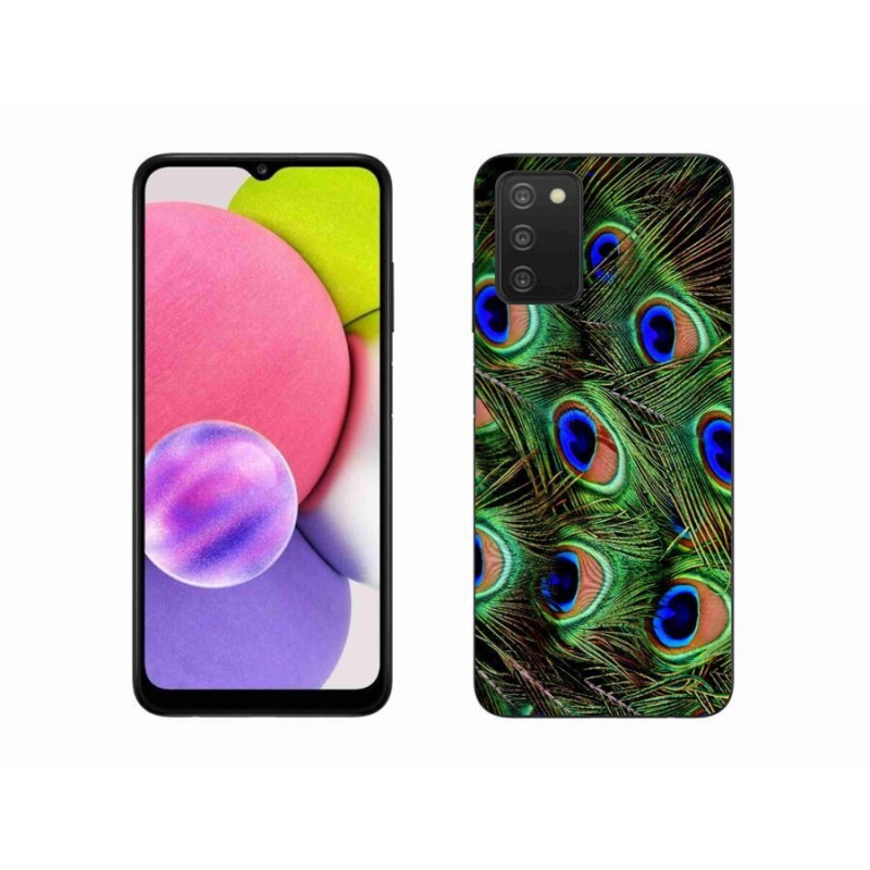 Gelový kryt mmCase na mobil Samsung Galaxy A03s (166.6 x 75.9 x 9.1) - paví peří