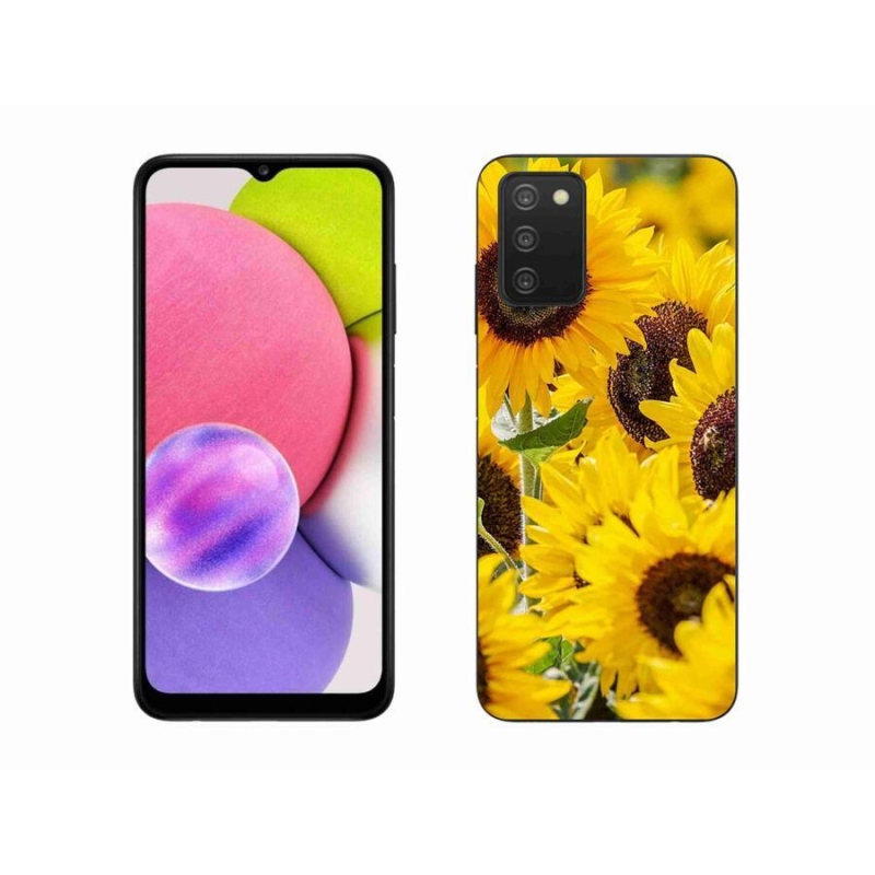 Gelový kryt mmCase na mobil Samsung Galaxy A03s (166.6 x 75.9 x 9.1) - slunečnice