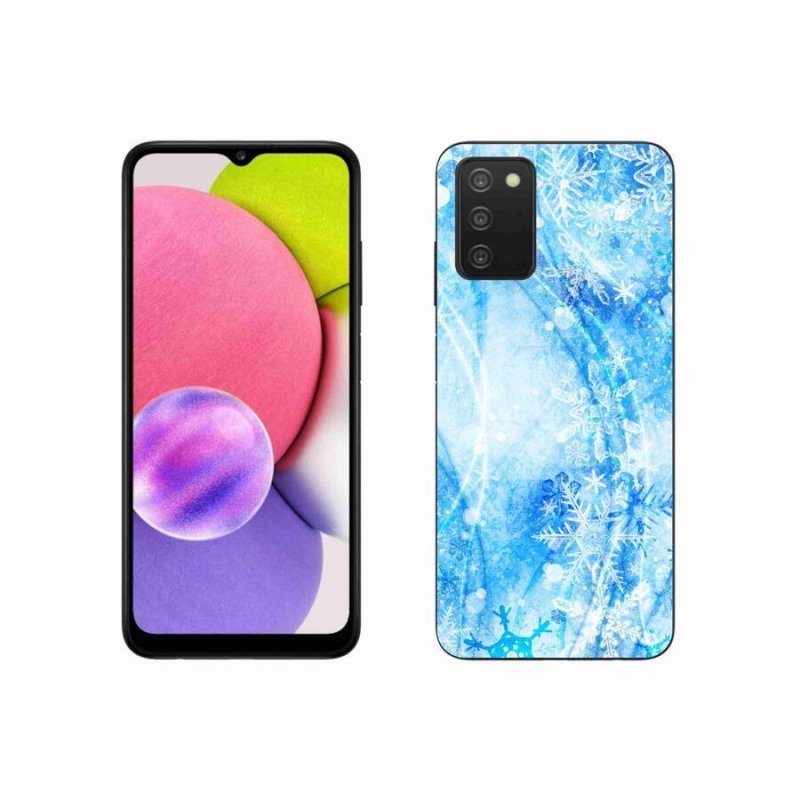 Gelový kryt mmCase na mobil Samsung Galaxy A03s (166.6 x 75.9 x 9.1) - sněhové vločky