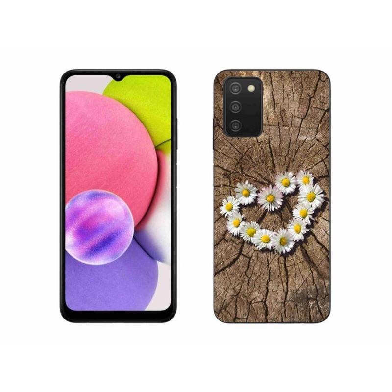 Gelový kryt mmCase na mobil Samsung Galaxy A03s (166.6 x 75.9 x 9.1) - srdce z kopretin