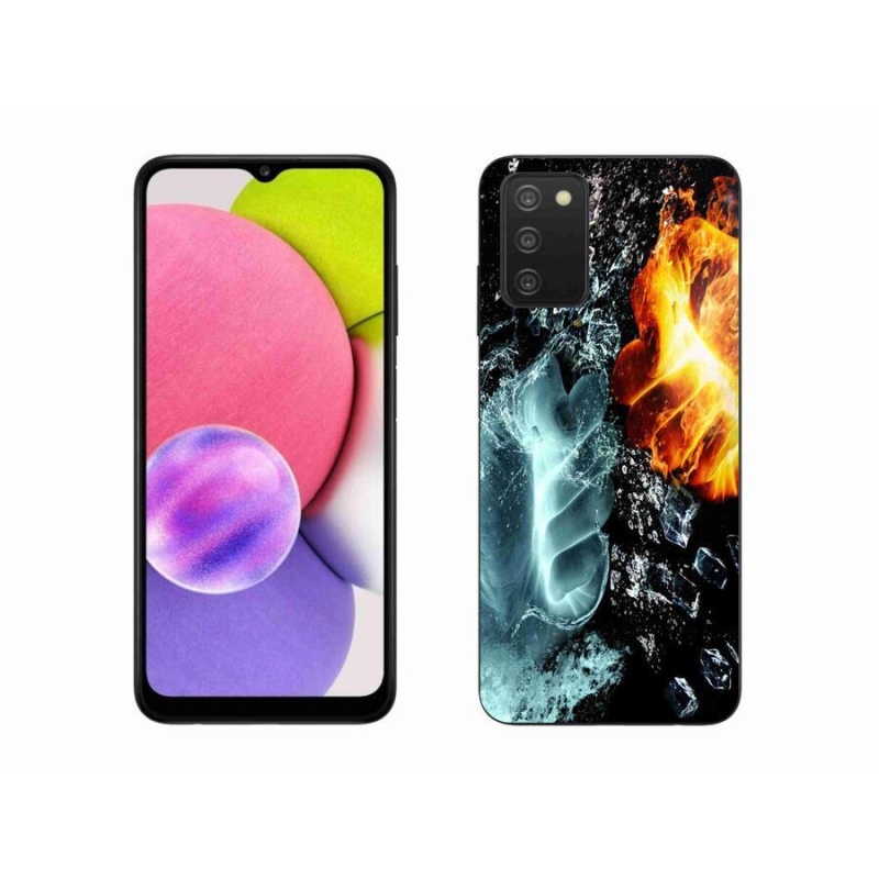 Gelový kryt mmCase na mobil Samsung Galaxy A03s (166.6 x 75.9 x 9.1) - voda a oheň