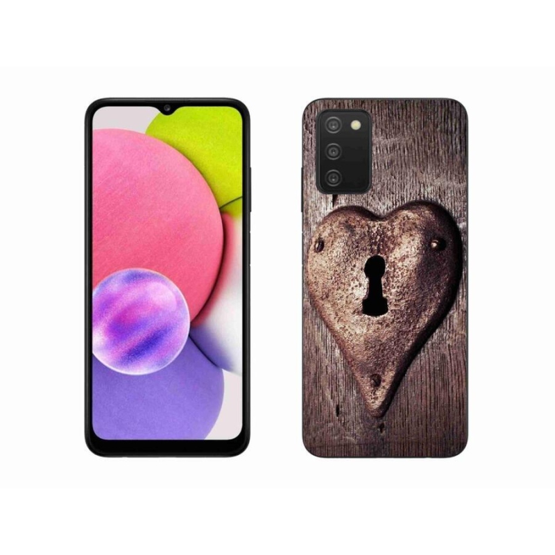 Gelový kryt mmCase na mobil Samsung Galaxy A03s (166.6 x 75.9 x 9.1) - zámek ve tvaru srdce
