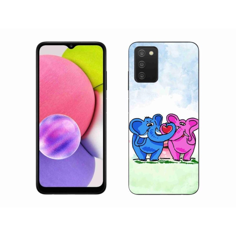 Gelový kryt mmCase na mobil Samsung Galaxy A03s (166.6 x 75.9 x 9.1) - zamilovaní sloni