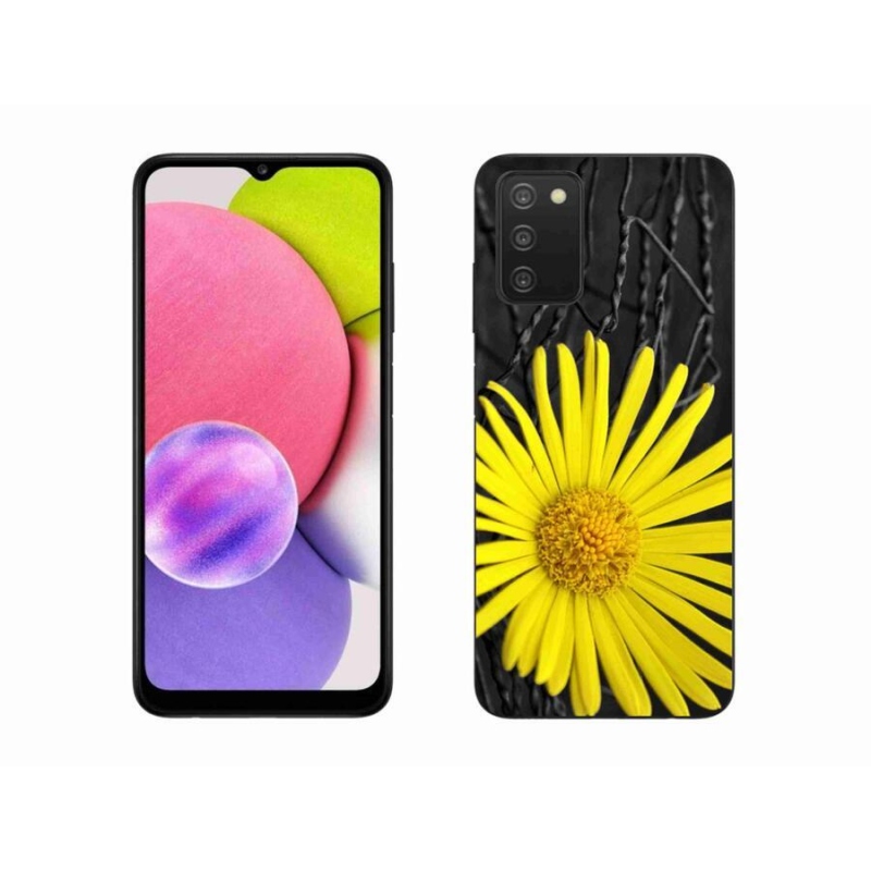 Gelový kryt mmCase na mobil Samsung Galaxy A03s (166.6 x 75.9 x 9.1) - žlutá květina
