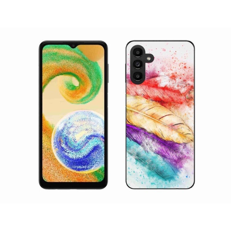 Gelový kryt mmCase na mobil Samsung Galaxy A04s (164.7x76.7x9.1mm) - barevné peří