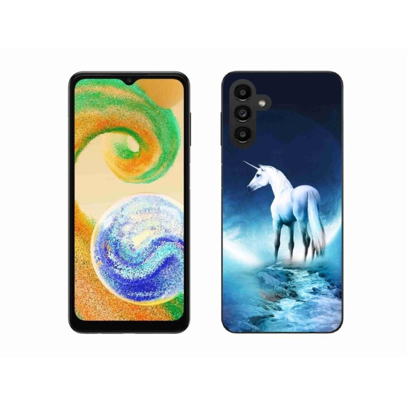 Gelový kryt mmCase na mobil Samsung Galaxy A04s (164.7x76.7x9.1mm) - bílý jednorožec