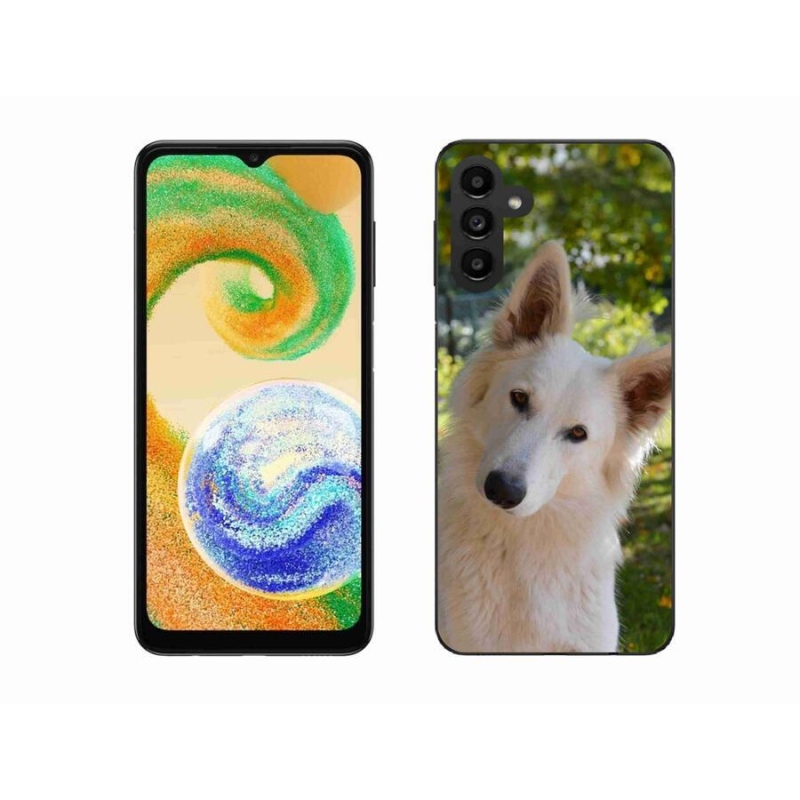 Gelový kryt mmCase na mobil Samsung Galaxy A04s (164.7x76.7x9.1mm) - bílý švýcarský ovčák 1