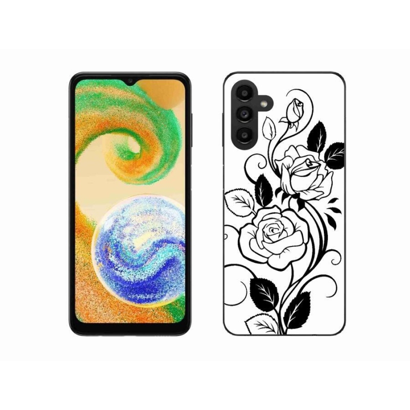 Gelový kryt mmCase na mobil Samsung Galaxy A04s (164.7x76.7x9.1mm) - černobílá růže