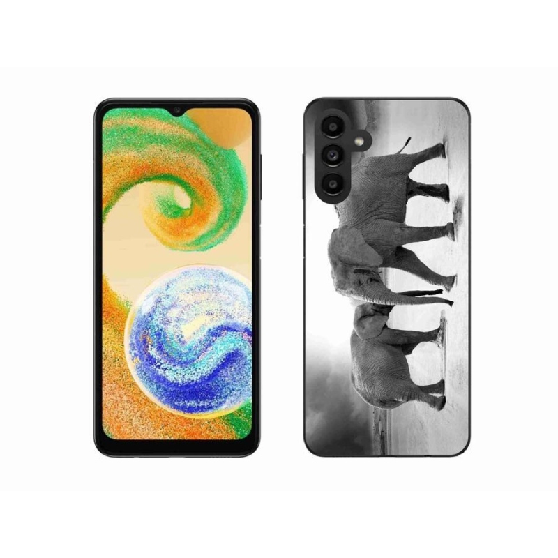 Gelový kryt mmCase na mobil Samsung Galaxy A04s (164.7x76.7x9.1mm) - černobílí sloni