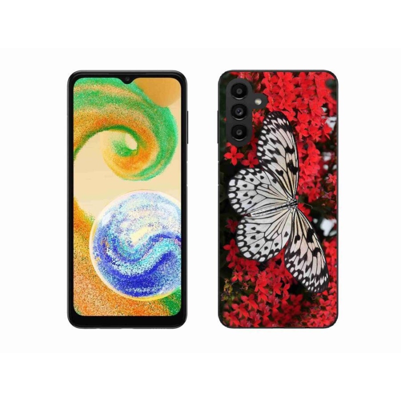 Gelový kryt mmCase na mobil Samsung Galaxy A04s (164.7x76.7x9.1mm) - černobílý motýl 1